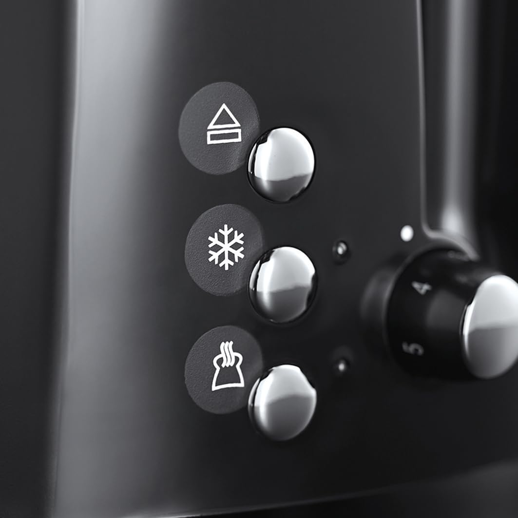 Russell Hobbs Toaster [für 2 Scheiben] Textures+ (extra breite Toastschlitze, inkl. Brötchenaufsatz & integrierte Toast-Zange, 6 Bräunungsstufen + Auftau- & Aufwärmfunktion, 850W) 22601-56