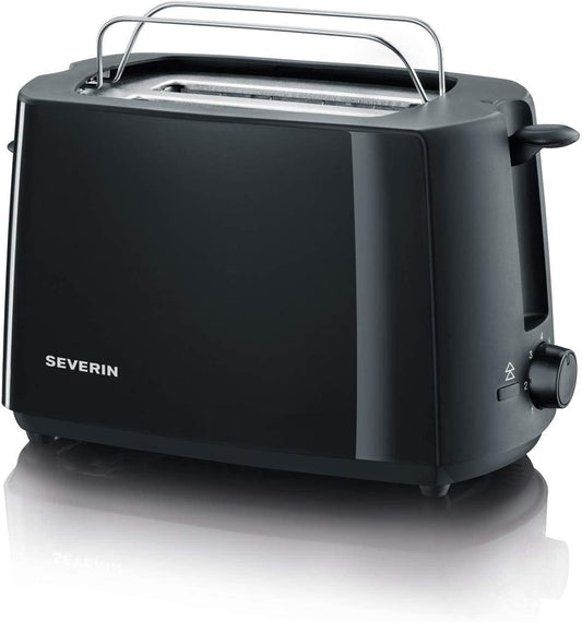 SEVERIN Automatik-Toaster, Toastgerät mit Brötchenaufsatz, hochwertig, mit Krümelschublade und 700 W Leistung, schwarz, AT 2287