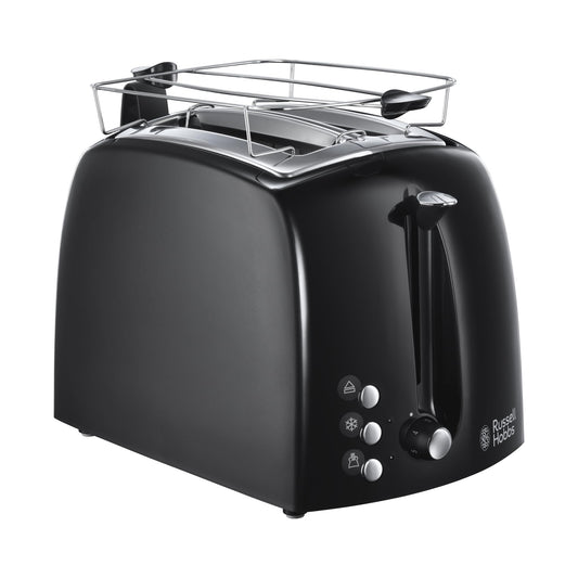 Russell Hobbs Toaster [für 2 Scheiben] Textures+ (extra breite Toastschlitze, inkl. Brötchenaufsatz & integrierte Toast-Zange, 6 Bräunungsstufen + Auftau- & Aufwärmfunktion, 850W) 22601-56